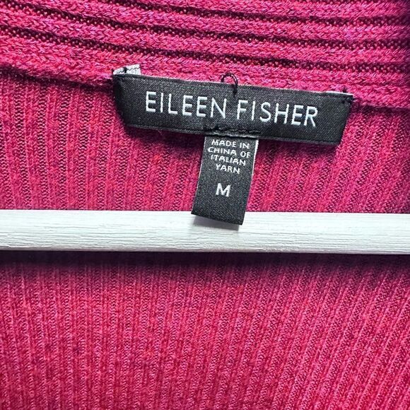 Eileen Fisher Long Sleeve Knit Open Cardigan Pink Size Medium - Picture 6 of 10
